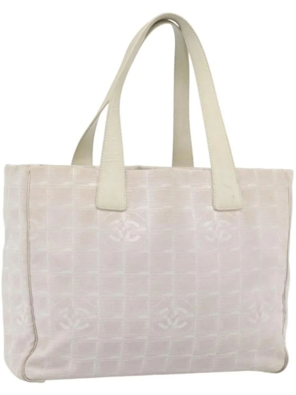 CHANEL New Travel Line Tote Bag Nylon Pink Gold CC Auth 176440